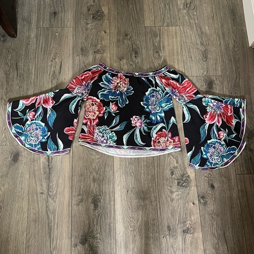 Flying Tomato Off Shoulder Bell Sleeve Floral Blouses Women’s XS